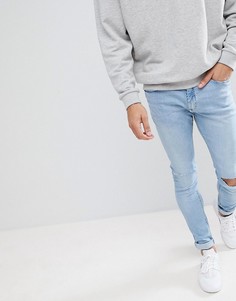 Голубые супероблегающие джинсы скинни Pull&amp;Bear - Синий Pull&Bear