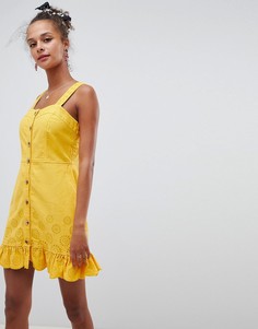 Желтое джинсовое платье мини ASOS DESIGN - Серый