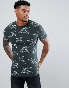 Обтягивающая футболка с цветочным принтом ASOS DESIGN - Зеленый