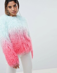 Фестивальная куртка из искусственного меха с эффектом омбре ASOS DESIGN - Мульти
