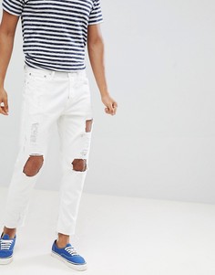 Рваные зауженные джинсы с необработанными краями Jack &amp; Jones - Белый