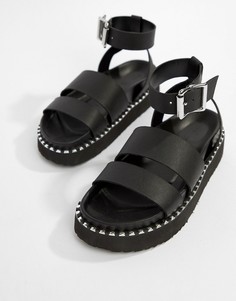 Кожаные сандалии на толстой подошве ASOS DESIGN Feebs - Черный