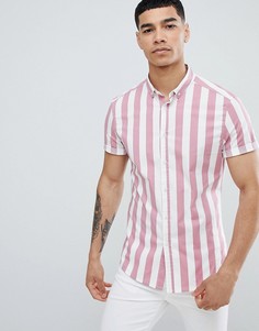 Облегающая рубашка в розовую полоску ASOS DESIGN - Белый
