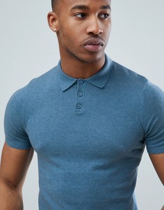 Голубая футболка-поло ASOS DESIGN - Синий