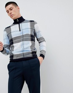 Синий трикотажный джемпер в клетку на молнии ASOS DESIGN - Мульти