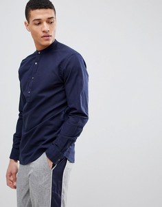 Премиум-рубашка с короткой планкой и добавлением льна Jack &amp; Jones - Темно-синий
