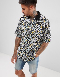 Oversize-рубашка с леопардовым принтом и рукавами летучая мышь ASOS DESIGN - Черный