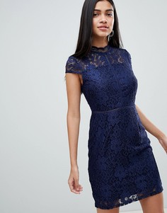 Кружевное платье с короткими рукавами QED London - Темно-синий