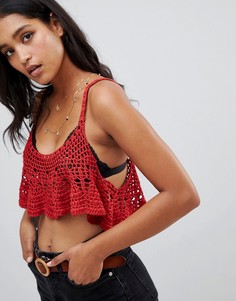 Кроп-топ с оборками Free People Bird - Красный