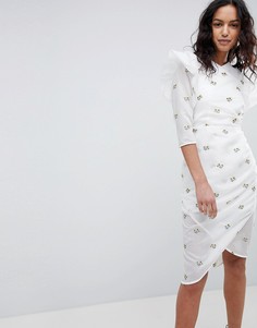 Структурированное платье с вышивкой Elliatt - Белый