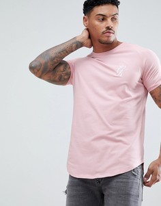 Розовая обтягивающая футболка с логотипом и лентой Gym King - Розовый