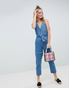 Джинсовый комбинезон без рукавов с отстегиваемыми штанинами на молнии ASOS DESIGN - Синий