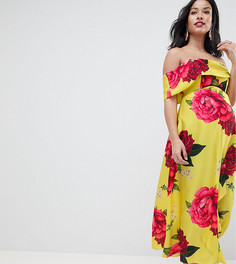 Платье-бандо с цветочным принтом и удлиненным краем эксклюзивно для ASOS DESIGN - Мульти