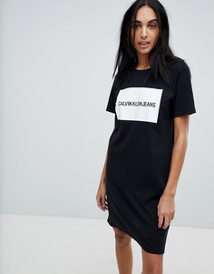 Трикотажное платье-футболка с логотипом на спине Calvin Klein - Черный