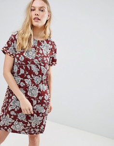 Maison Scotch Floral Print Dress with Elasticated Waist - Красный