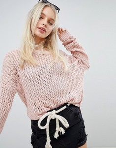 Вязаный оversize-джемпер Hollister - Розовый