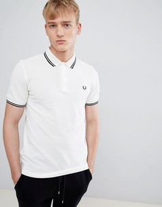 Кремовое поло с двойным кантом Fred Perry - Белый