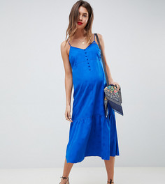 Жаккардовое платье-комбинация миди с баской ASOS DESIGN Maternity - Синий