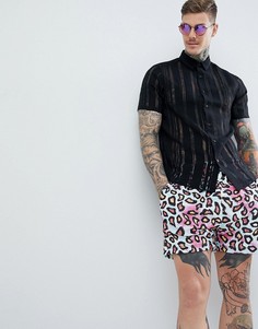 Рубашка классического кроя в выжженную полоску ASOS DESIGN - Черный