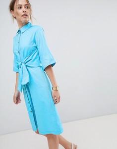 Платье-рубашка с поясом Closet London - Синий