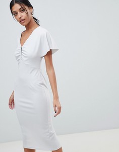 Платье миди на молнии с рукавами клеш ASOS DESIGN - Серый