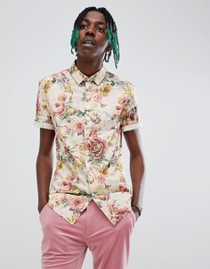 Облегающая рубашка с цветочным принтом ASOS DESIGN - Белый