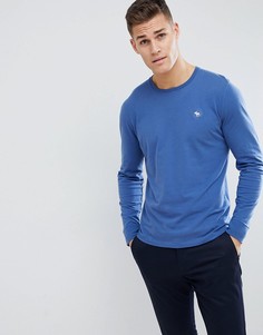 Синий лонгслив с логотипом Abercrombie &amp; Fitch - Синий
