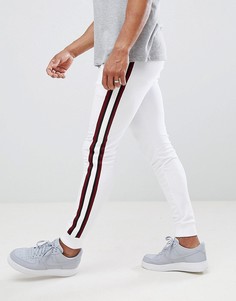 Белые джоггеры скинни с полосками по бокам ASOS DESIGN - Белый