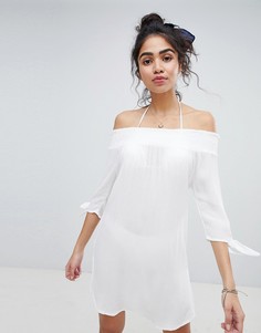 Присборенное пляжное платье New Look - Белый