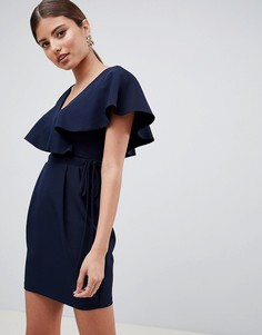 Платье мини с запахом и оборками ASOS DESIGN - Темно-синий