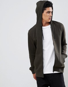 Худи цвета хаки на молнии Burton Menswear - Зеленый