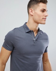 Поло из трикотажа серого цвета со скрытой планкой на молнии и кнопкой ASOS DESIGN - Серый
