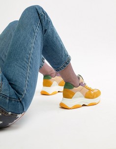 Массивные кроссовки горчичного цвета с замшевыми вставками Steve Madden Zela - Мульти
