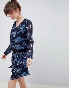 Платье с цветочным принтом Ichi - Темно-синий