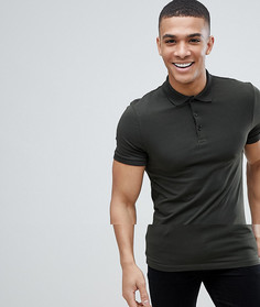 Поло из трикотажа зеленого цвета обтягивающего кроя ASOS DESIGN - Зеленый
