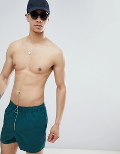 Зеленые короткие шорты для плавания с молнией ASOS DESIGN - Зеленый