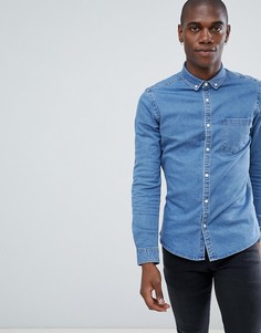 Узкая эластичная джинсовая рубашка ASOS DESIGN - Синий
