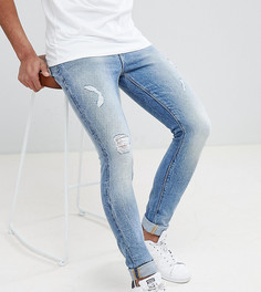 Синие джинсы скинни в винтажном стиле с рваной отделкой ASOS DESIGN Tall - Синий