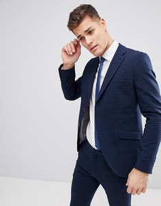 Приталенный пиджак из жатой ткани Selected Homme - Темно-синий
