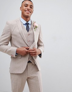 Розовый приталенный пиджак с узором в елочку ASOS DESIGN Wedding - Розовый