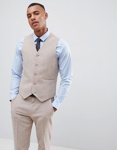 Розовый приталенный жилет с узором в елочку ASOS DESIGN Wedding - Розовый