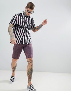 Фестивальная рубашка оverszie в полоску тай-дай с отложным воротником ASOS DESIGN - Черный