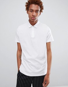 Поло из трикотажа белого цвета со скрытой планкой на молнии и кнопкой ASOS DESIGN - Белый