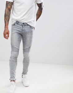 Серые супероблегающие джинсы с эффектом кислотной стирки ASOS DESIGN - Серый