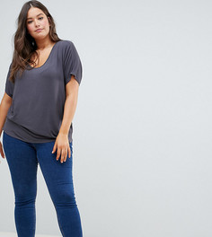 Серая футболка с рукавами летучая мышь ASOS DESIGN Curve - Серый