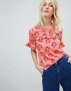 Блузка с цветочным принтом и оборкой Vero Moda - Мульти