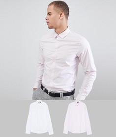 2 рубашки узкого кроя ASOS DESIGN - Скидка - Мульти