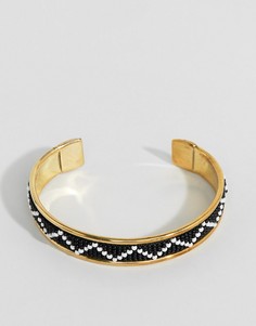 Браслет-манжет с отделкой бисером ASOS DESIGN - Золотой