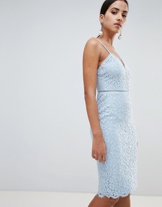 Кружевное платье миди на бретельках Missguided - Синий