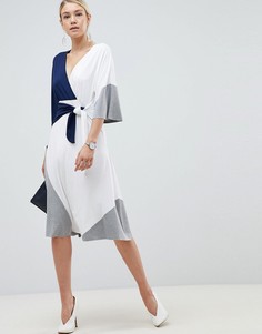Платье миди в стиле колор блок ASOS DESIGN - Мульти